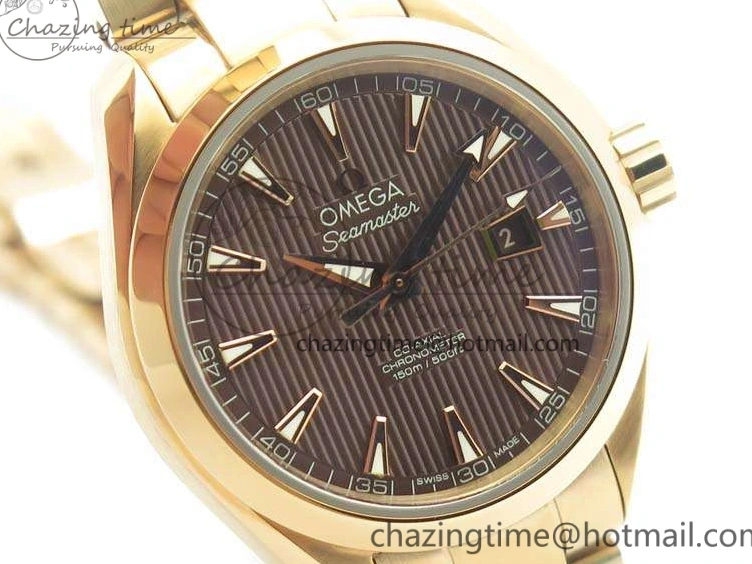 0418 Bright Aqua Terra Ladies 35mm RG V6F Best Edition Brown Dial On RG Bracelet A 8101